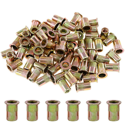 Zinc Plated Carbon Steel Flat Head 5/16" 18UNC Rivnut Threaded Insert Socket 100