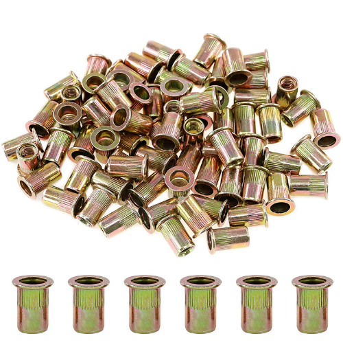 Zinc Plated Carbon Steel Flat Head 5/16" 18UNC Rivnut Threaded Insert Socket 100