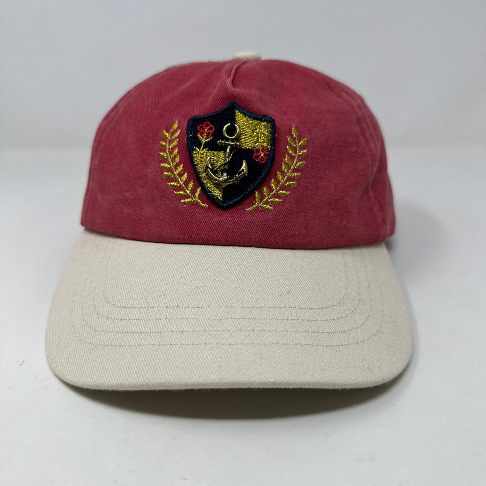 Free People Movement  Hat Women OS Red Nautical Yacht Club Anchor Crest