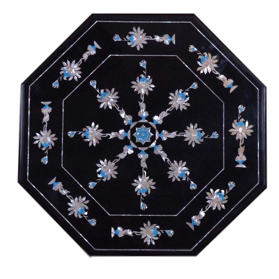 18" Decorative Marble Corner Table Top Inlay Work Handmade Art Home Decor