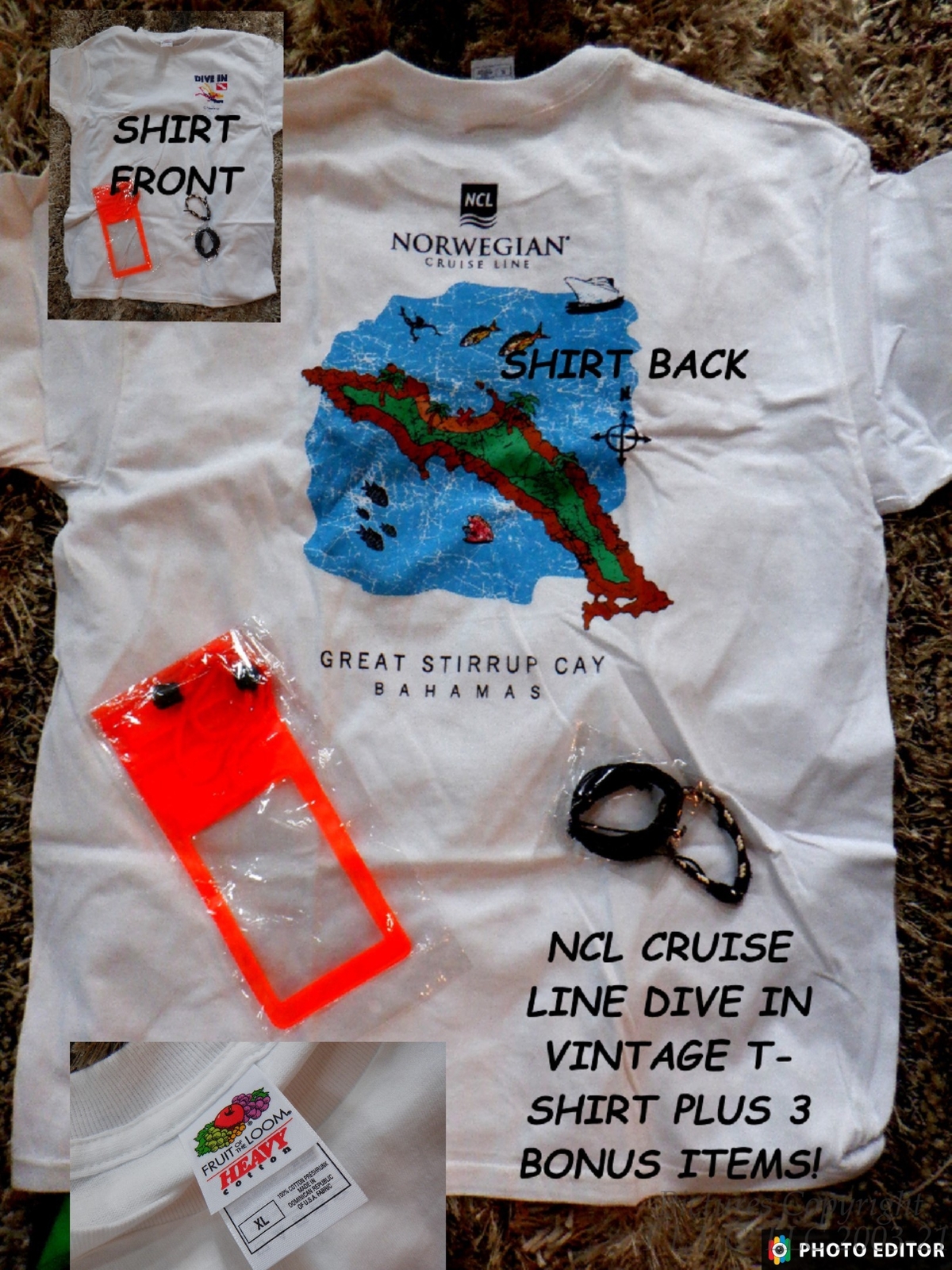 NEW VINTAGE NCL NORWEGIAN CRUISE LINE DIVE-IN/DIVERS T-SHIRT+3 BONUSES-SZ.=XL