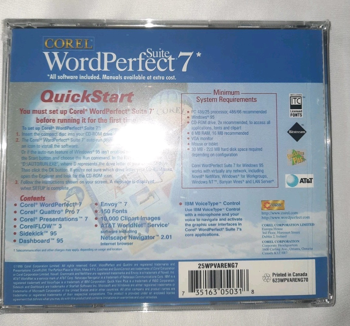 Corel WordPerfect Suite 7 For Windows 2x PC Computer Program Software NEW 1996