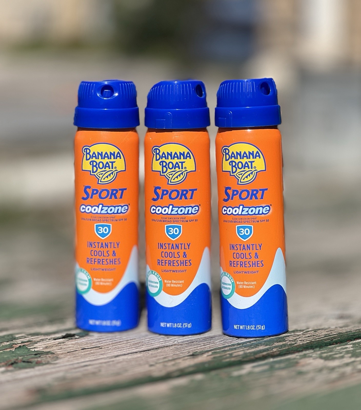 Lot of 3 | BANANA BOAT SPORT Sunscreen Spray SPF30 CoolZone Travel Size 1.8 oz