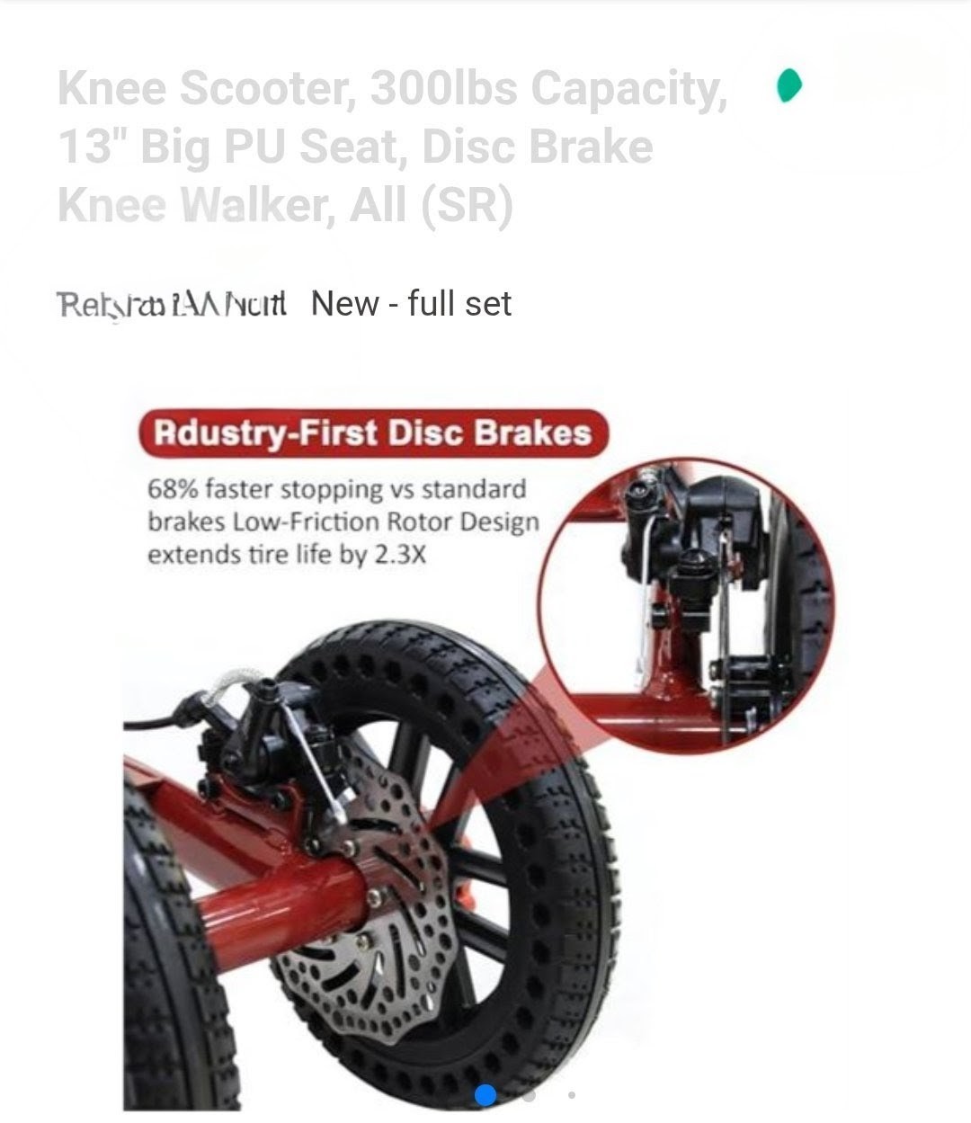 Knee Scooter 300lbs Capacity 13" Big PU Seat, Black