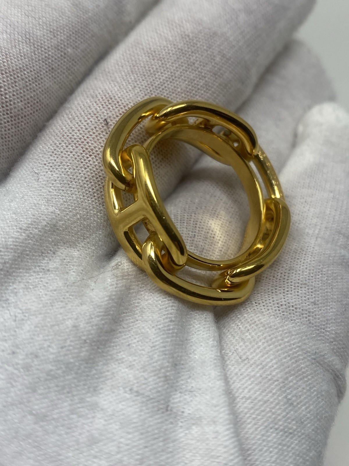 HERMES Regate Chaine Dancre Scarf Ring Gold Tone