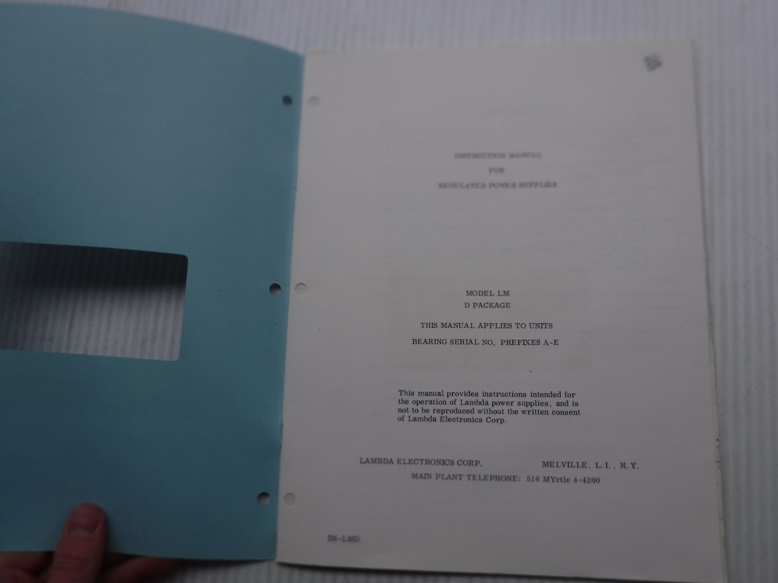 Lambda LM D Package Regulated Power Supplies Manual IM-LMD