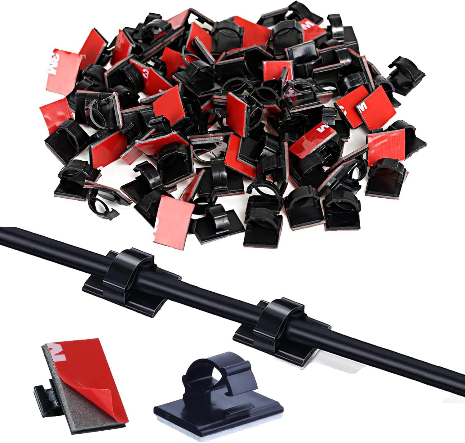 100Pcs Adhesive Cable Clips Cord Organizer Wire Management for Car Office