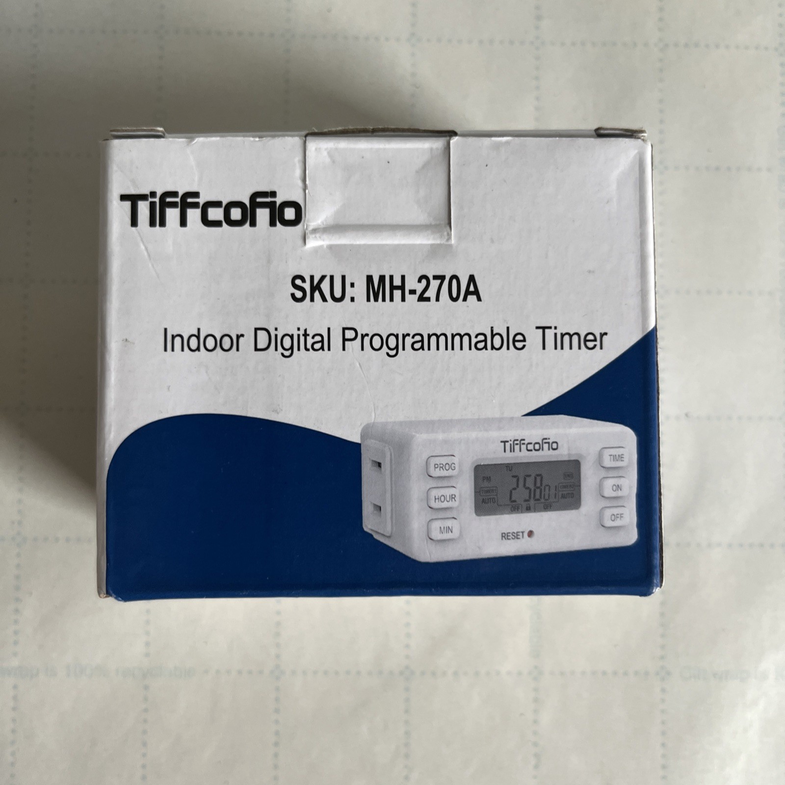 TiFFCOFiO Indoor 15A/1875W Digital Light Programmable Outlet Timer 2 Prong Plug
