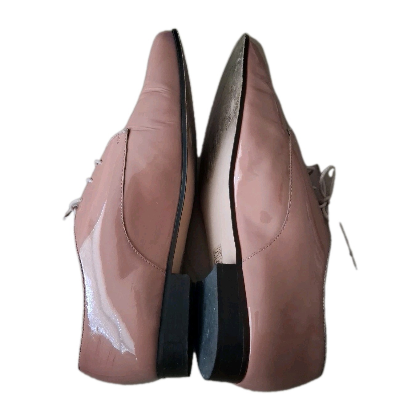 J Crew Patent Leather Oxford Shoes Grosgrain Trim Soft Salmon Pink Sz 10 1/2