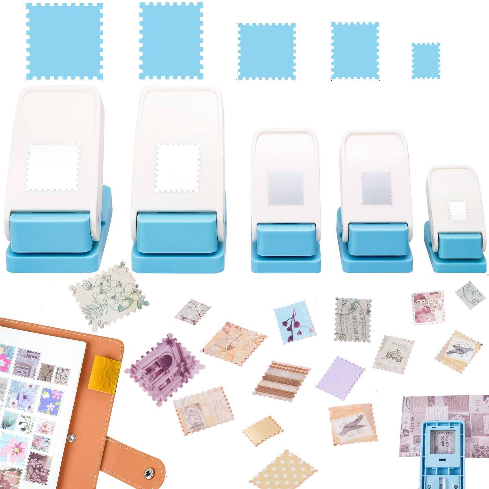 5Pcs Stamp Punch, 1.5x1.25inch/1x0.8inch/0.6x0.5inch Rectangle Postage Stamps...