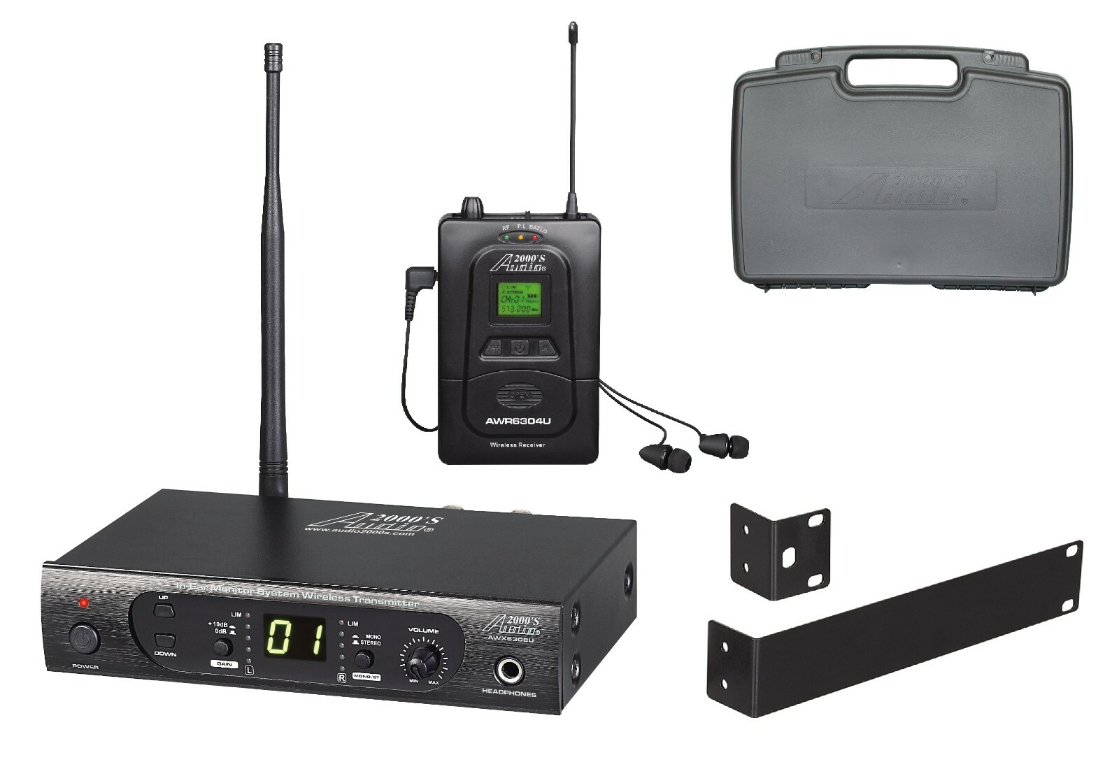 Audio2000'S AWM6308U UHF 100 Selectable Freq Wireless In-Ear Monitor System MR