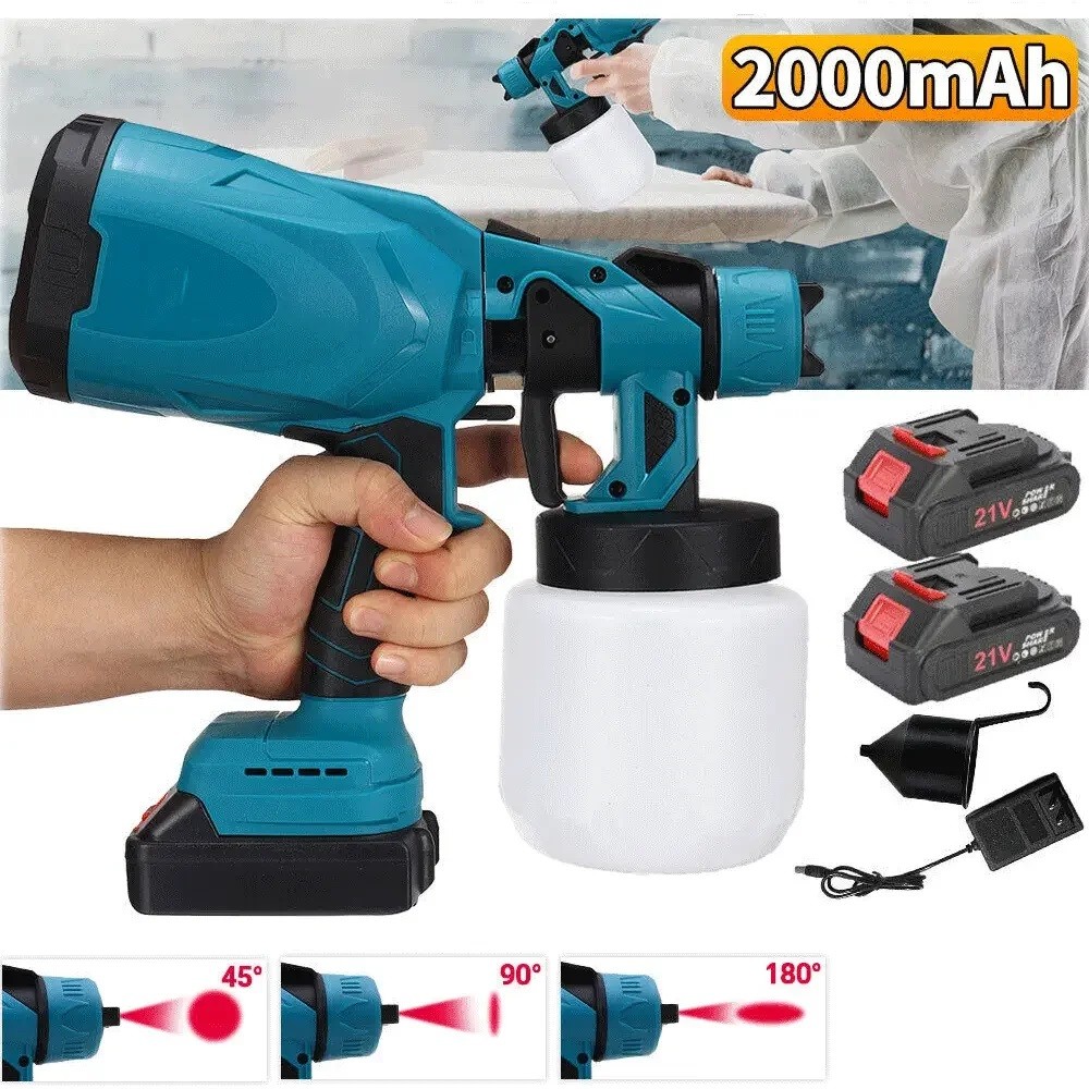 With 2 Batteries High Pressure Cordless Paint Sprayer Electric HVLP Spray Gun US