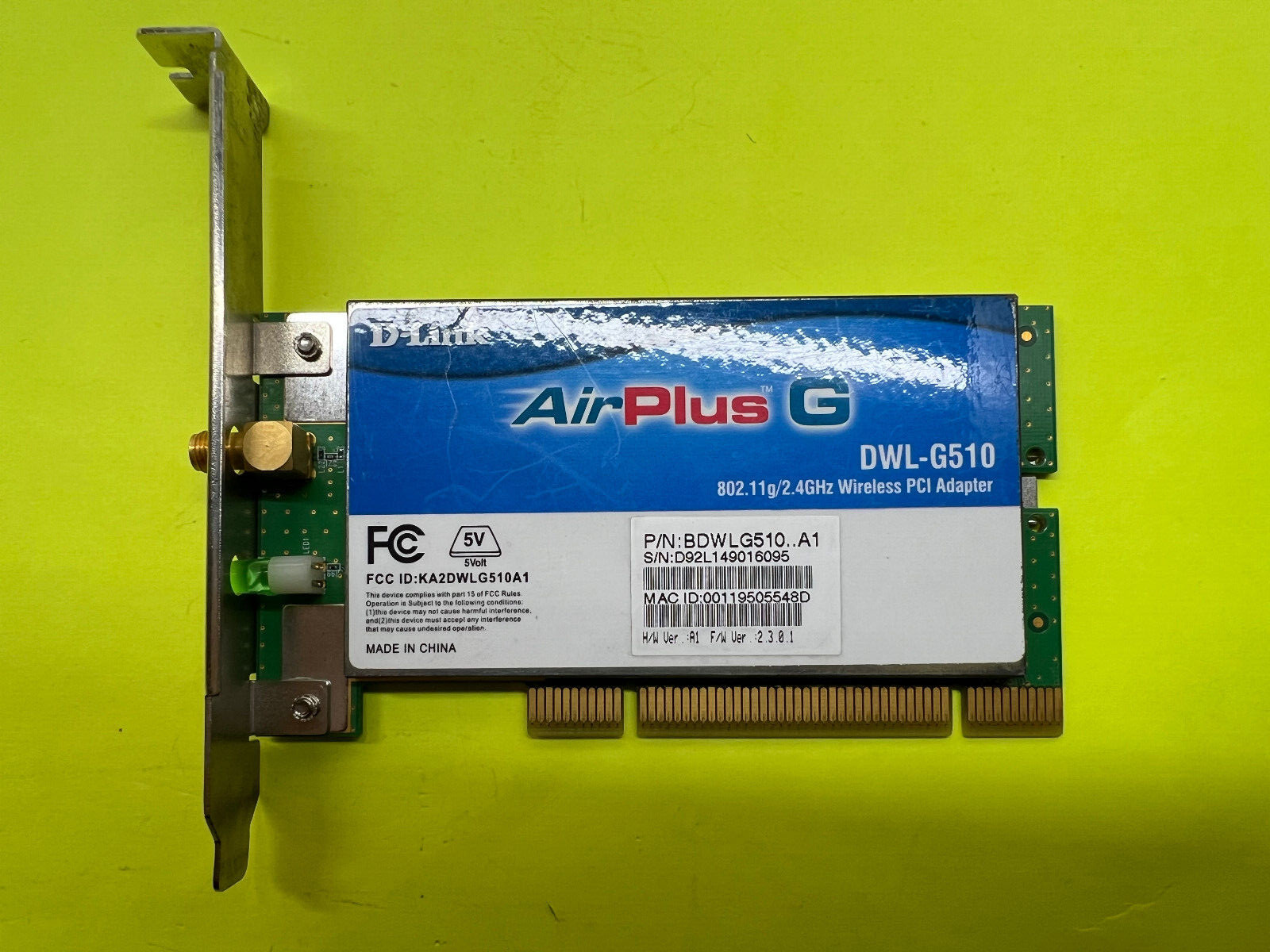 D-Link DWL-G510 Wireless PCI Adapter Card Free Shipping