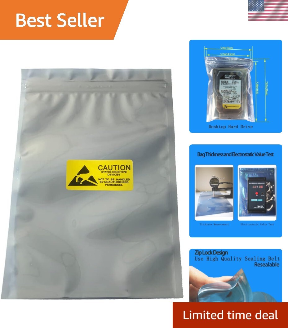 100 Pcs Eco-Friendly ESD Bags 5.9x7.87in - Ultimate Protection for Electronics