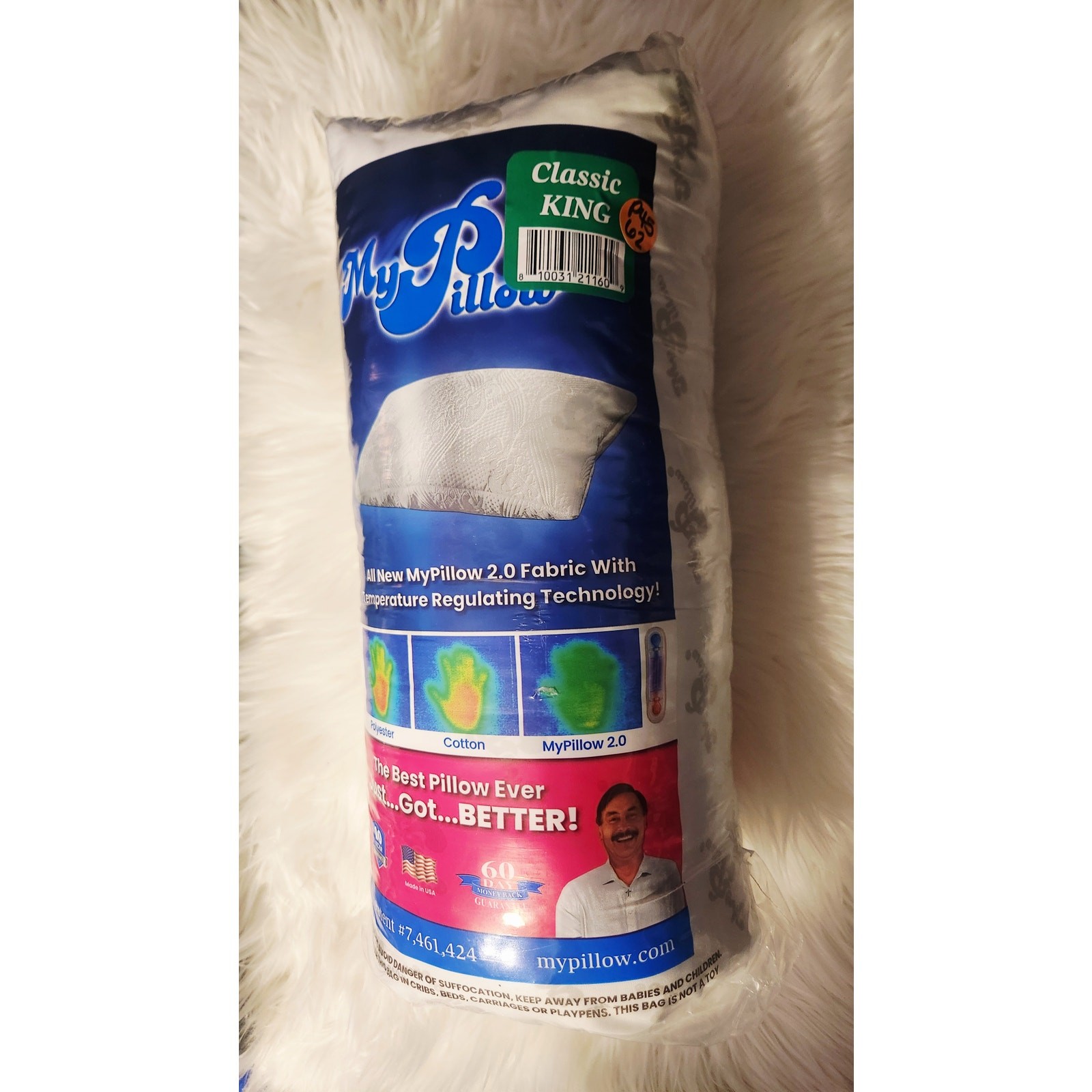 MyPillow 2.0 Cooling King Size Pillow - Firm Support (Green Label) - New