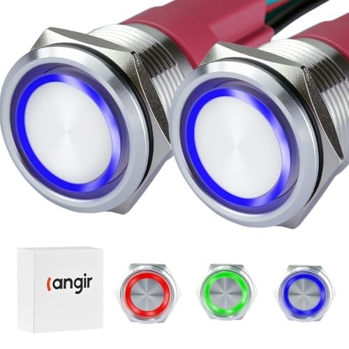 15Amp Push Button Switch，(0.63") 12V-24V Latching Push Button Switch 16mm Blue