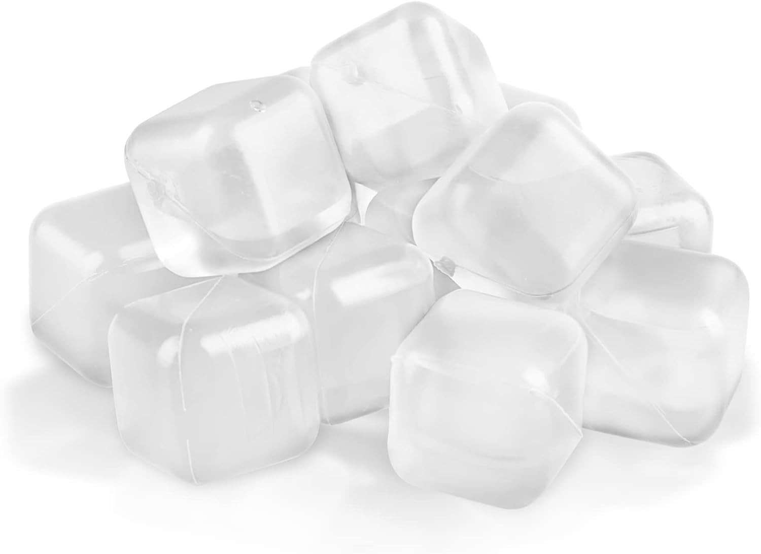 60 Pack Reusable Ice Cubes - Non Melting, Refreezable Plastic 60pcs, Glass