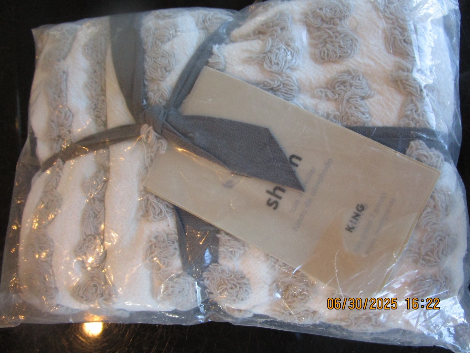 1 West Elm Candlewick king sham white gray New w tag
