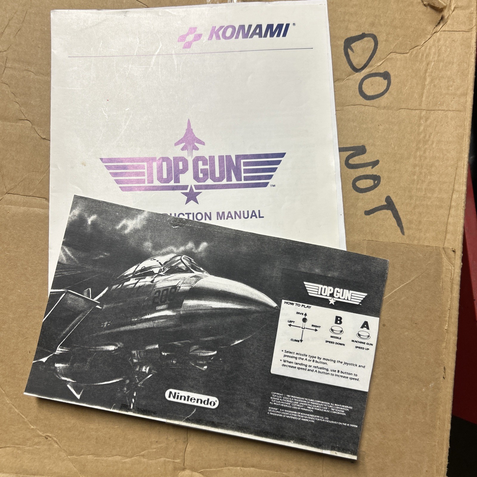 original  arcade Video  game owners manual TOp Gun Konami