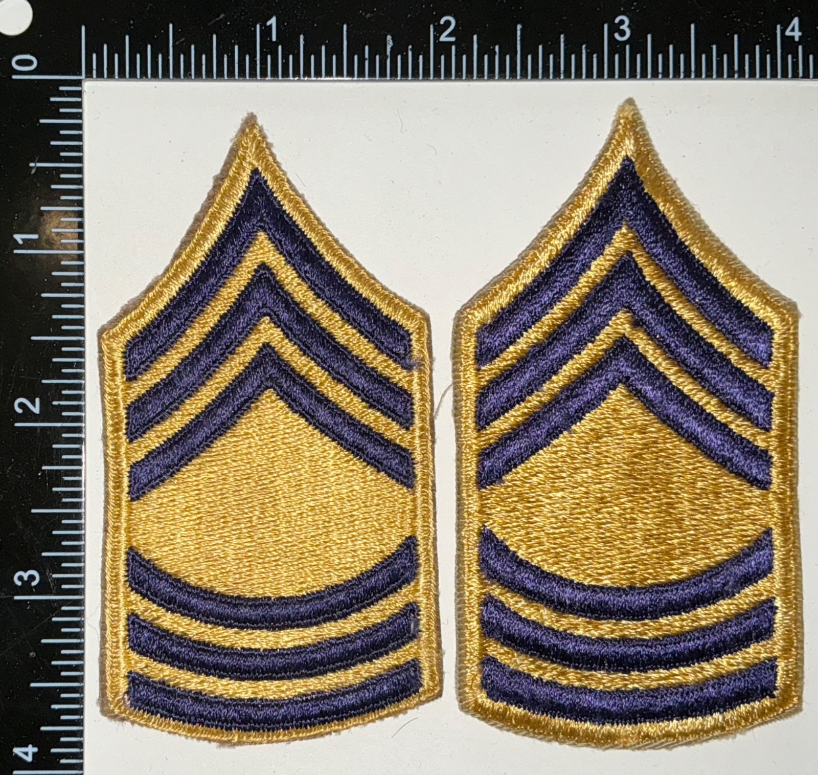 Post WWII Korean War SMALL SIZE Master Sergeant SGT CHEVRONS PAIR Patches