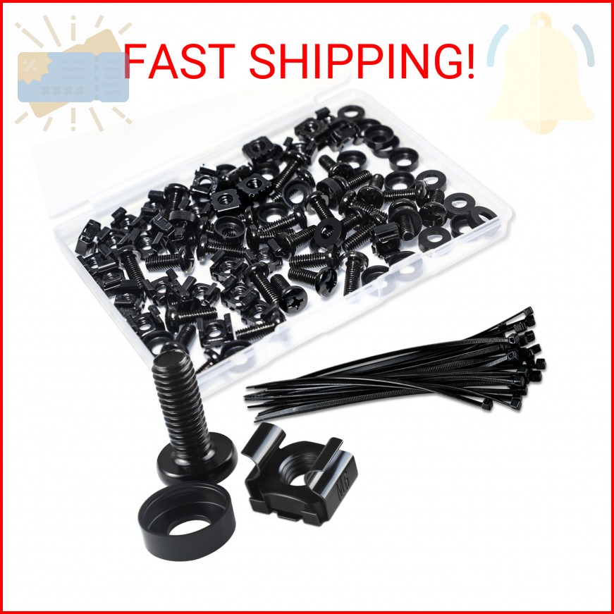 ENBKESK 30 Pack M6 x 16mm Rack Mount Cage Nuts, Cage Nuts and Screws, Rack Mount