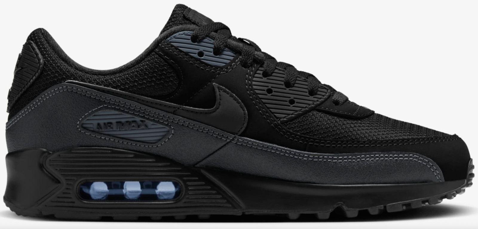 New NIKE Air Max 90 Reflective Men's Athletic Sneakers triple black all sizes