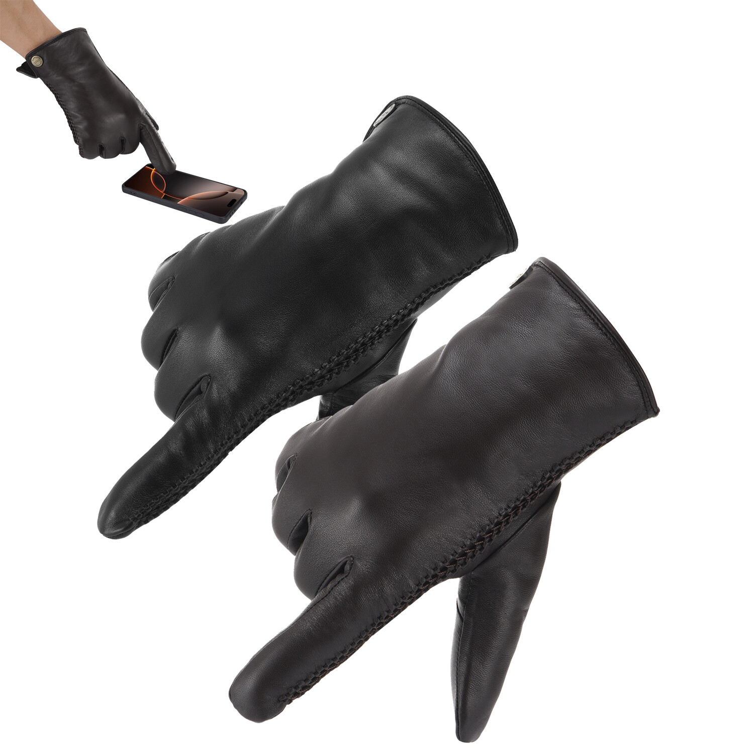 Men UGG Gloves Winter Waterproof Touch Screen Gloves Warm Sheepskin Wool Insole