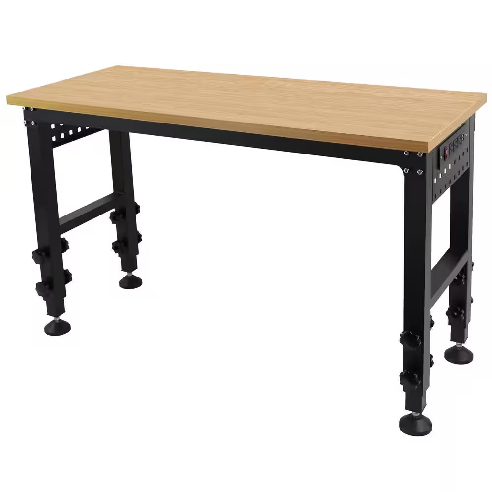 48 In. Adjustable Workbench with Power Outlet Heavy Duty Load Capacity Workbench