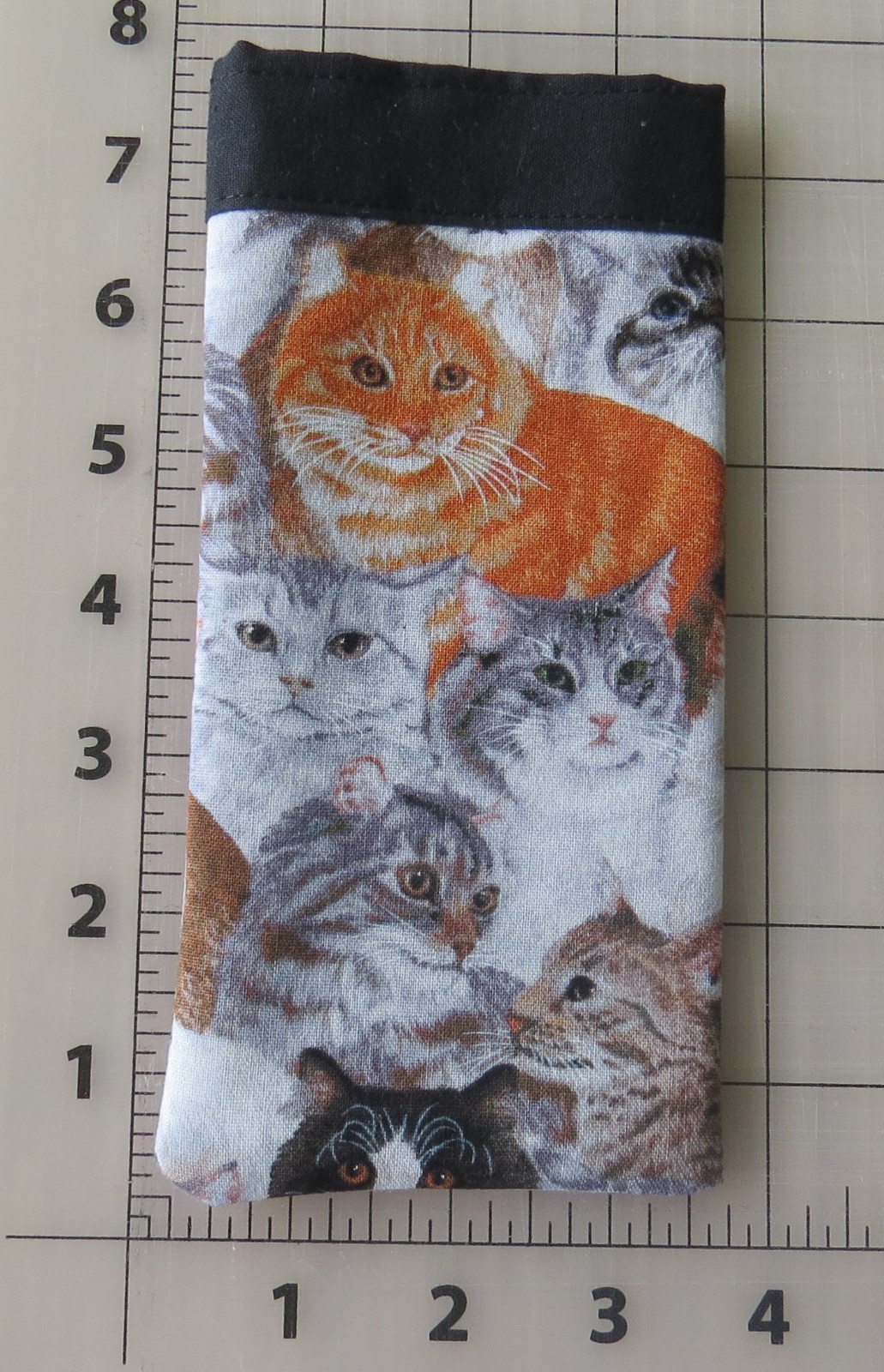 Cat Theme All Over Pattern Fabric Eye/Sun Glass Case