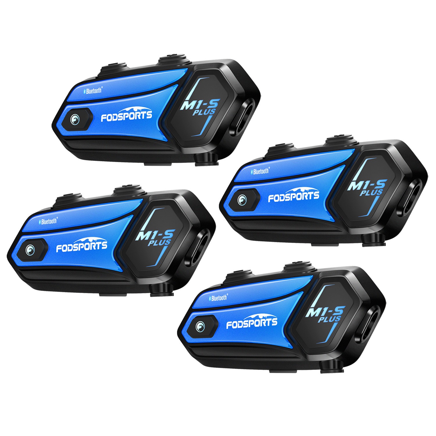 4x M1-S Plus Motorcycle Bluetooth Headset Helmet Intercom 10 Riders 2000m + FM