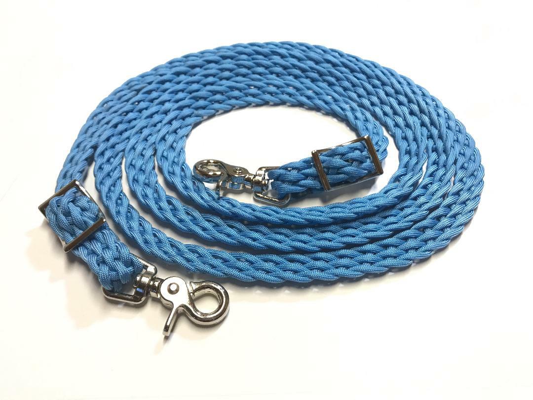 flat braided reins western paracord rein horse tack light blue rein