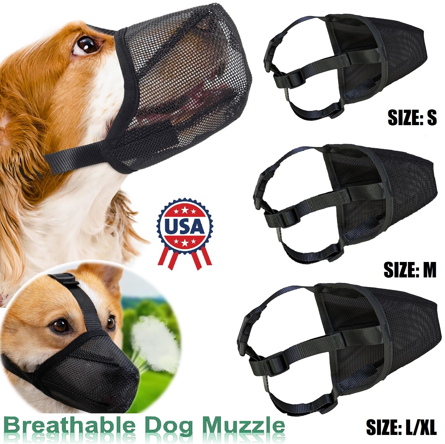 Pet Dog Nylon Muzzle Breathable Adjustable Anti-lick Anti-Biting Chewing Licking