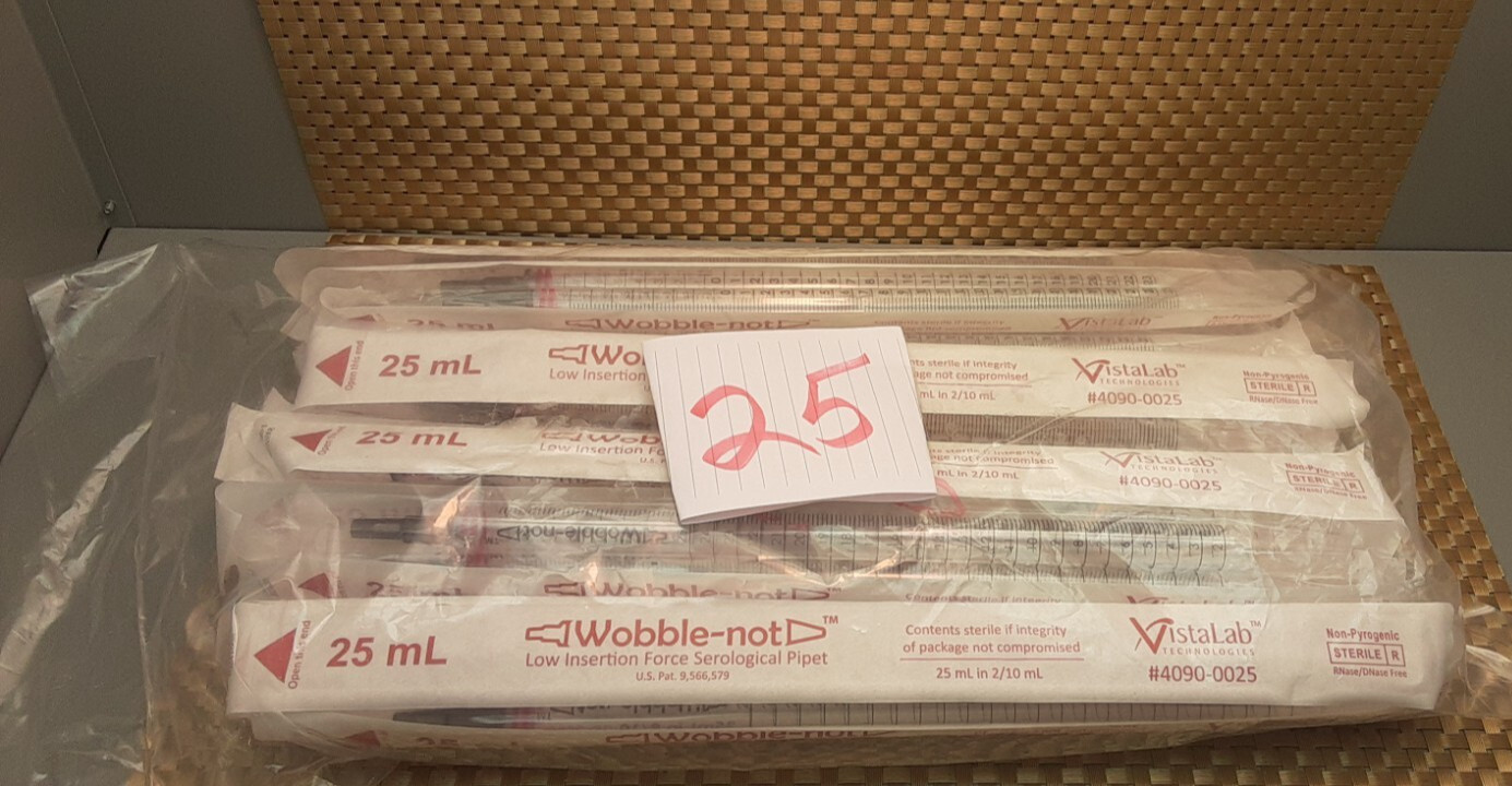 Vistalab 25mL Low-Insertion Force Serological Pipet (lot of 25 sealed) 4090-0025