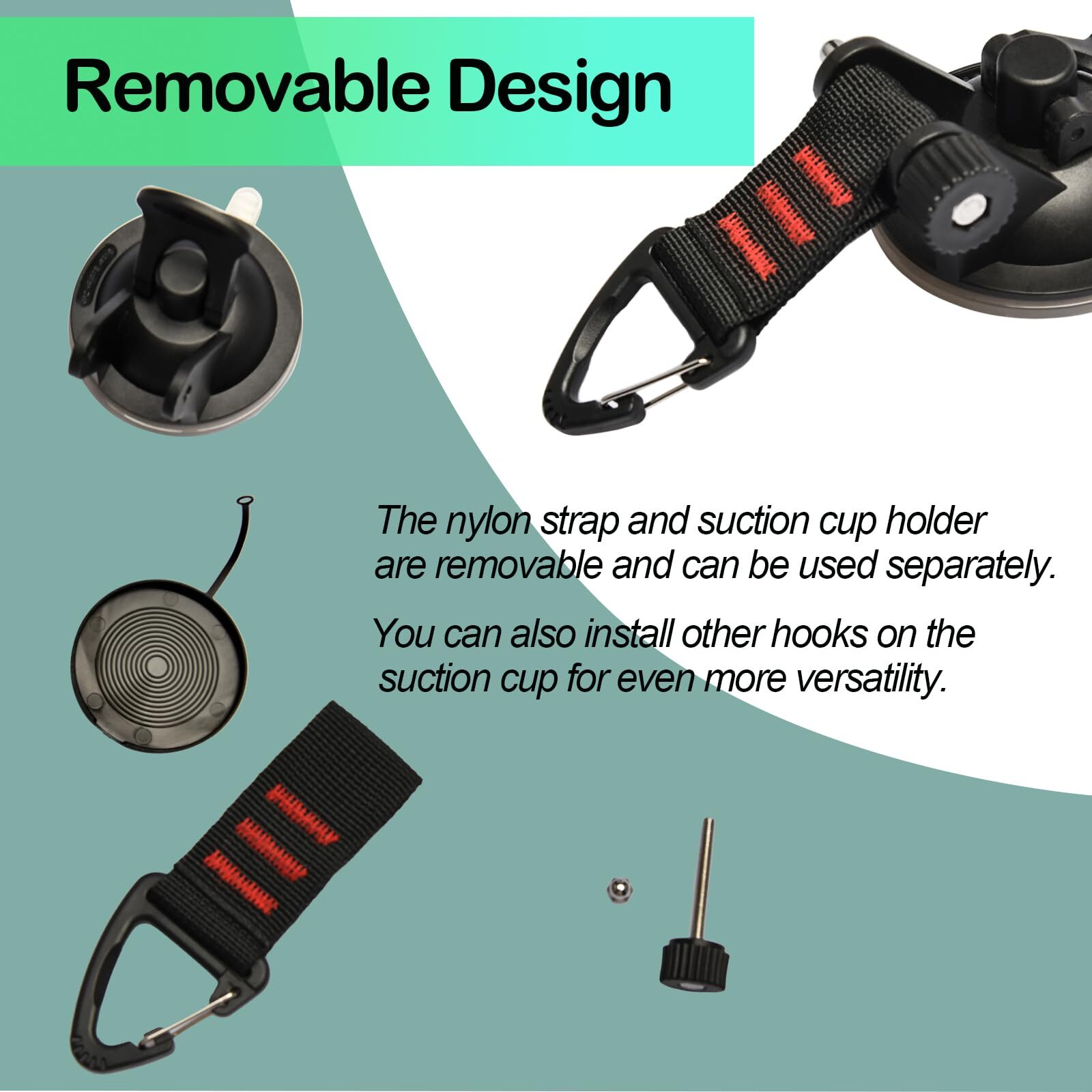 Heavy Duty Suction Cup with Security Hooks 4Pcs Strong Suction Cups Multipurp...