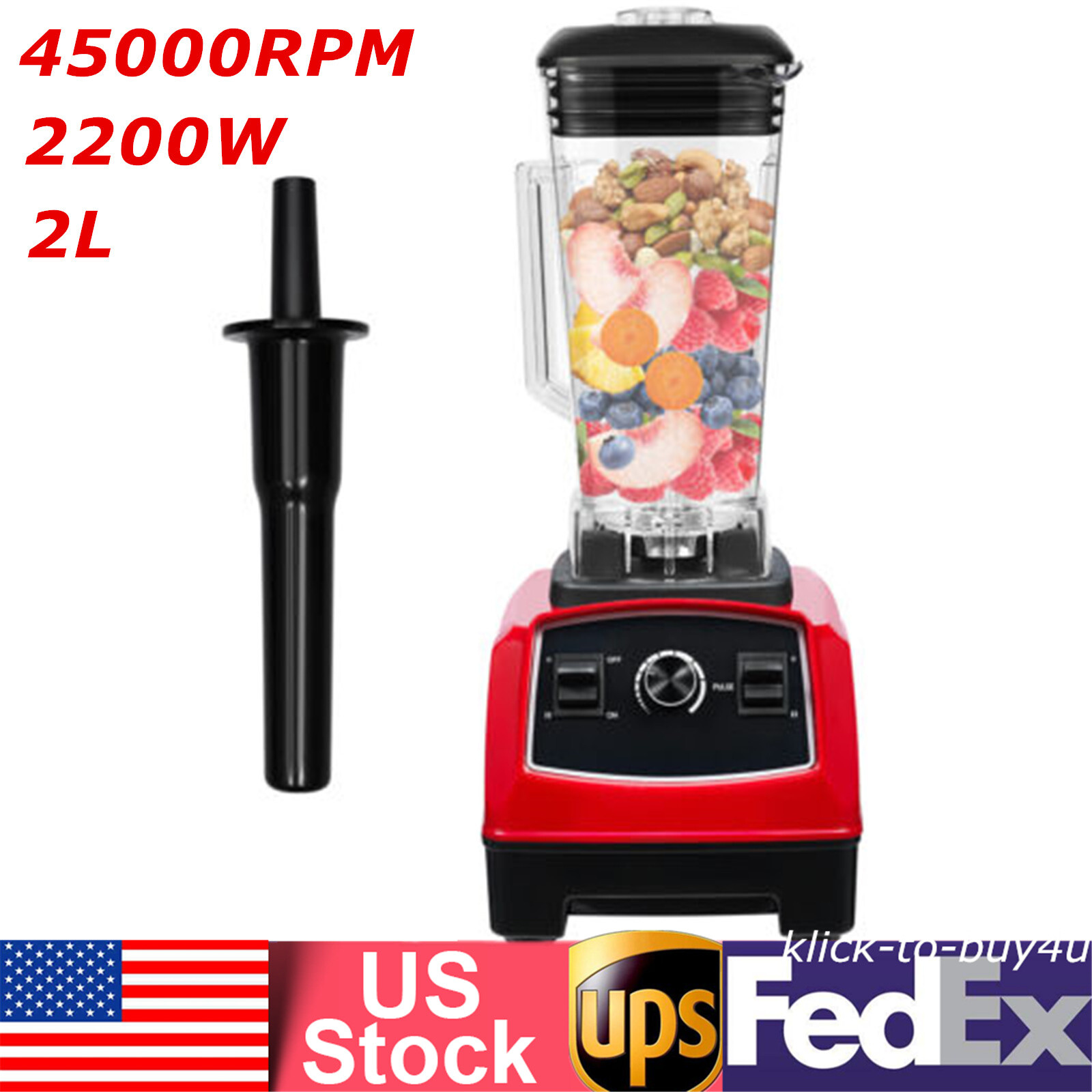 3HP 2L Professional Blender Heavy Duty Commercial Blender Mixer Juicer US