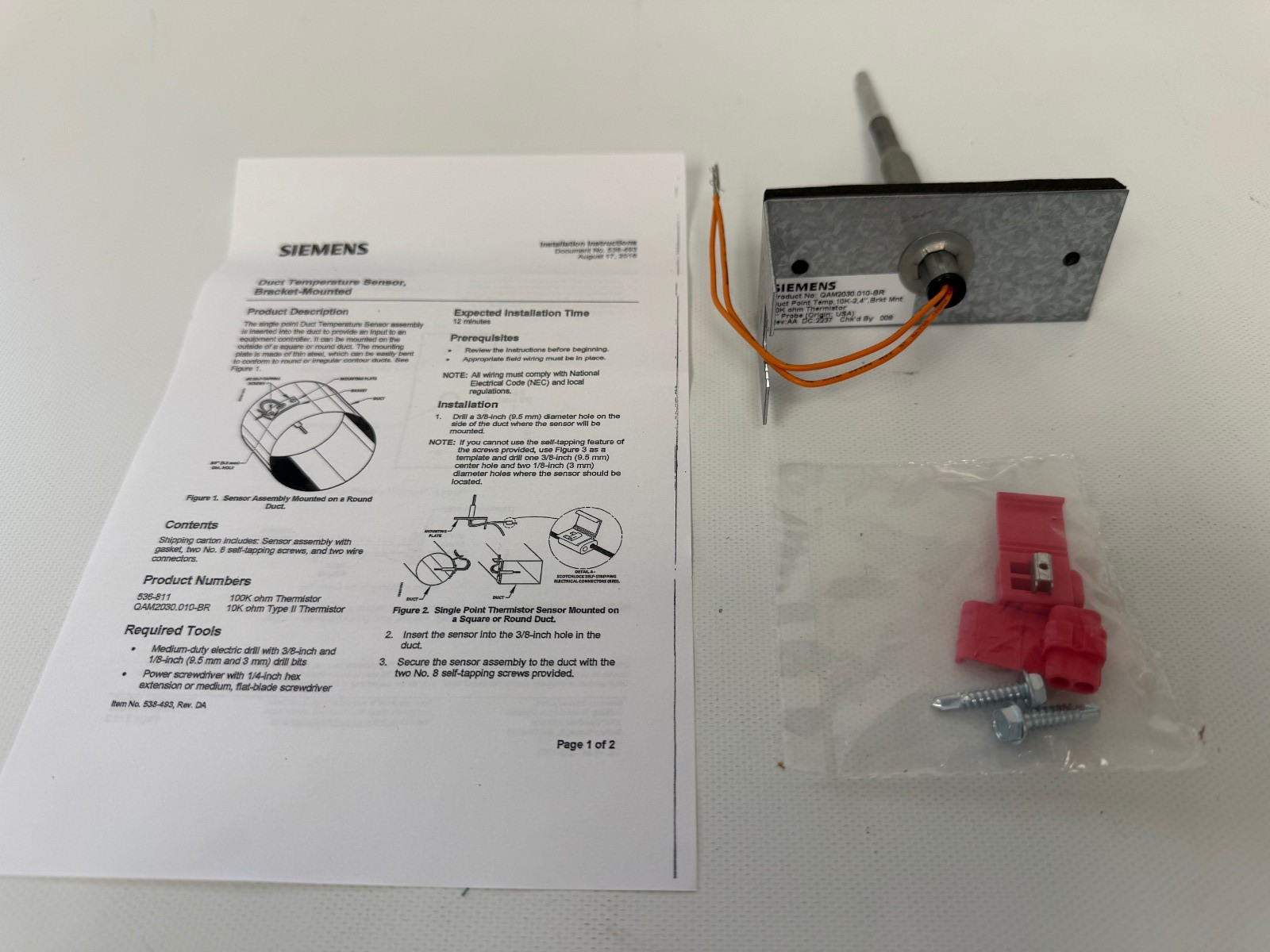 SIEMENS QAM2030.010-BR  DUCT POINT TEMP SENSOR 10H-2 4" BRACKET NEW OPEN BOX