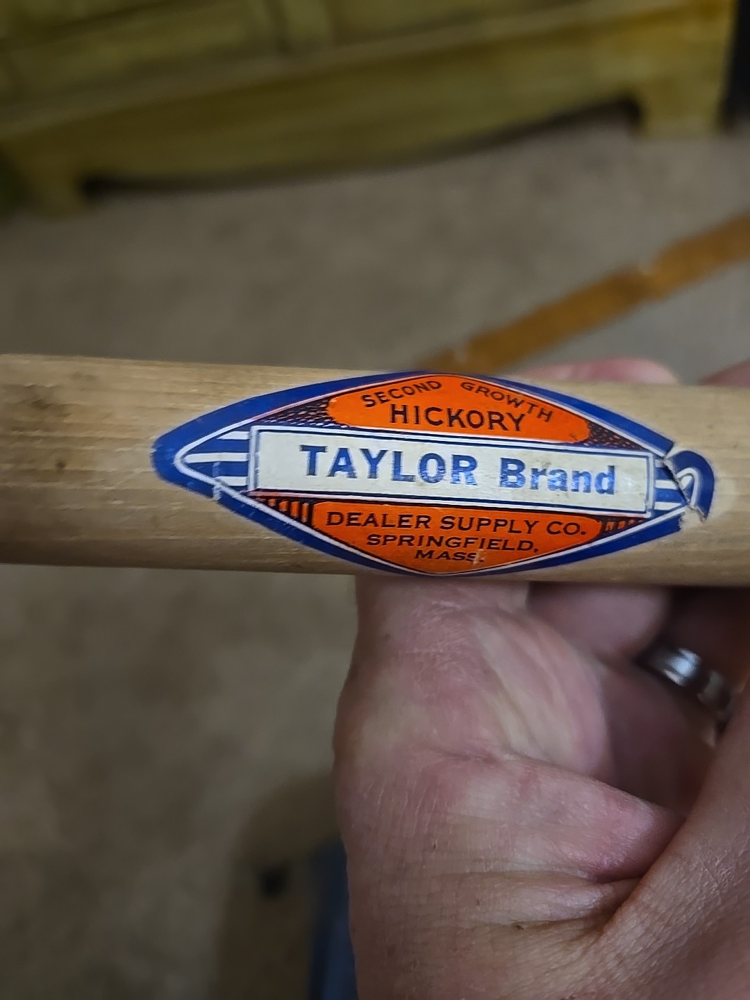 Vintage Taylor Brand Second Growth Hickory Hammer Handle. Unused !