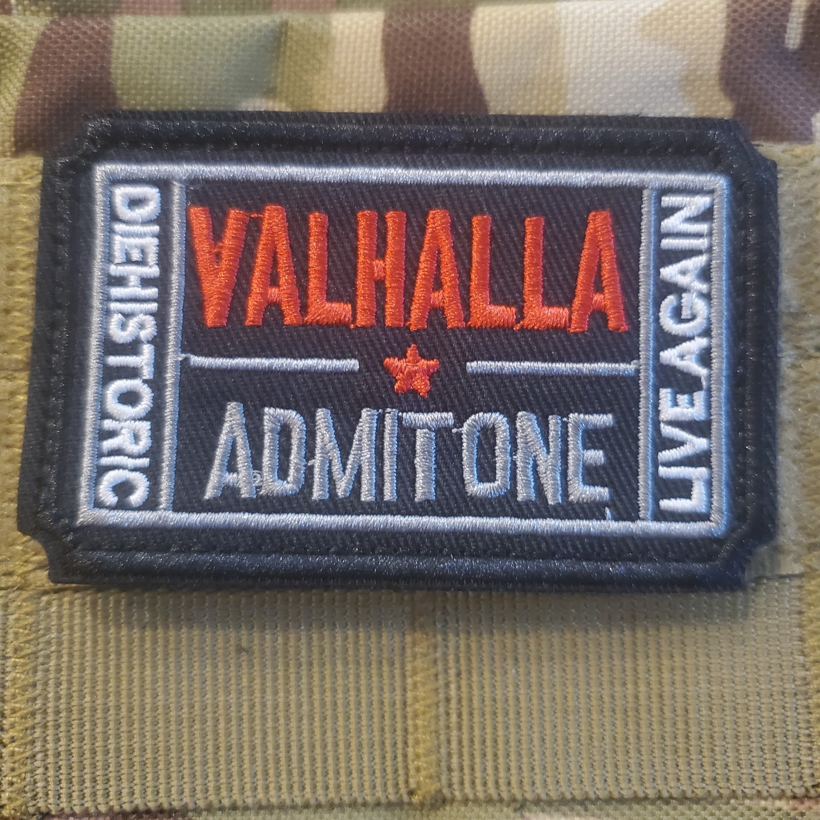 VALHALLA ADMIT ONE Tactical Morale Patch Hook and Loop