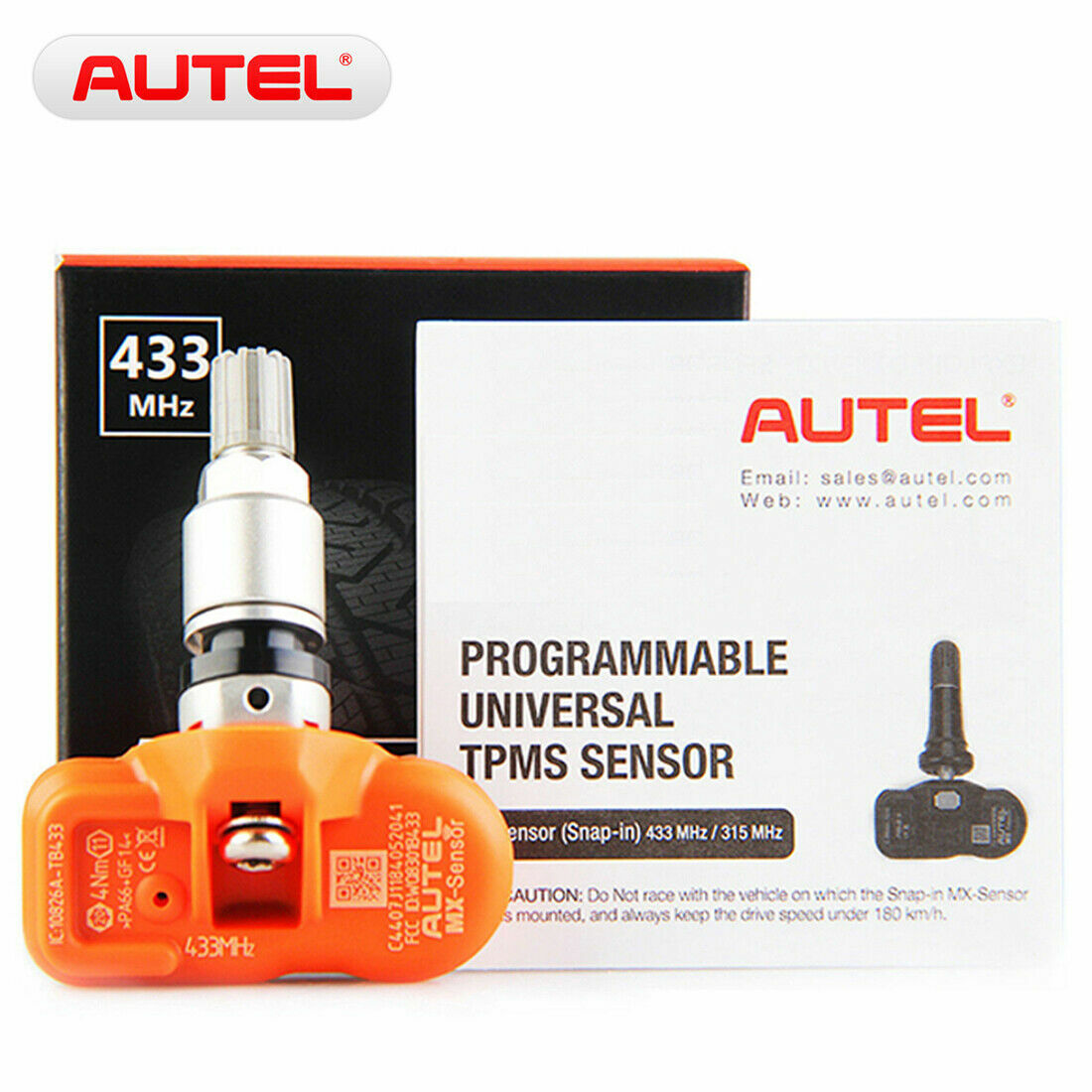 Autel MX-Sensor 433MHz Tire Pressure Metal Stem Valve Sensor TPMS Programmable