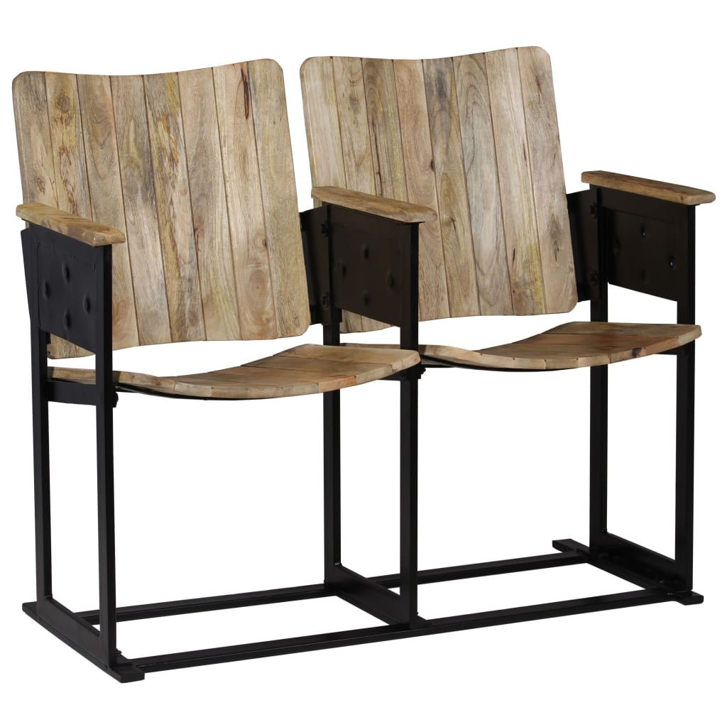 Sturdy Handmade Solid mango wood Steel Frame Duo Bench Vintage style Enteryway