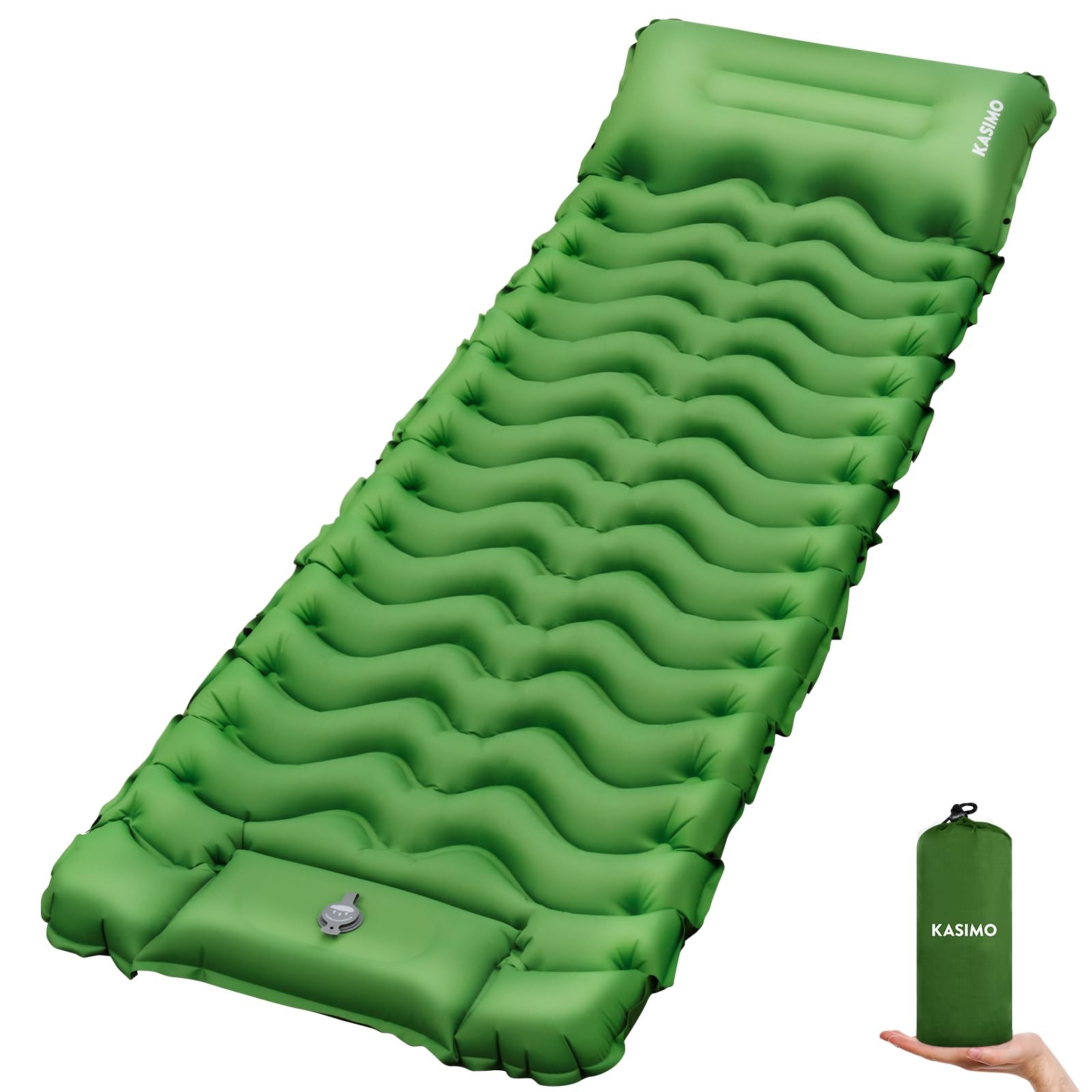 KASIMO Camping Sleeping Pad, Ultralight Camping Mat with Pillow Foot Pump
