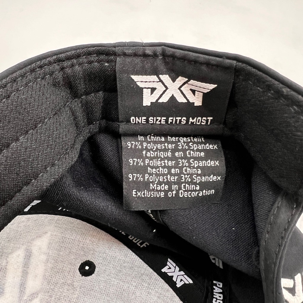 PXG Hat Mens One Size Black Strapback Adjustable Stretch Embossed Logo Golf Cap