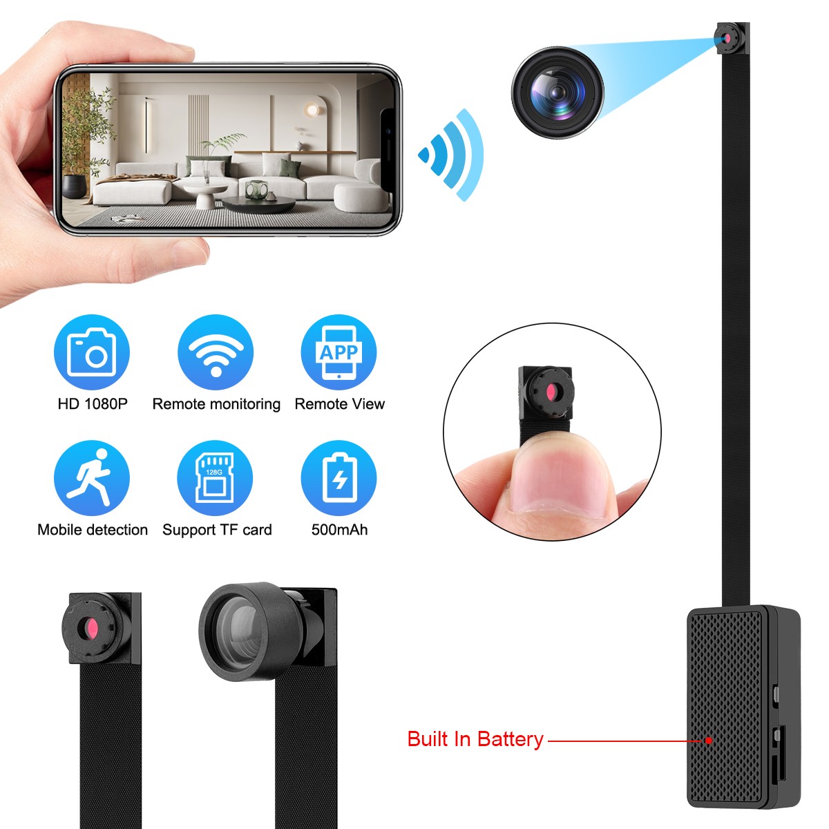 Wireless Security Camera 1080P HD w/ Battery Motion Detection APP Alert SD Card