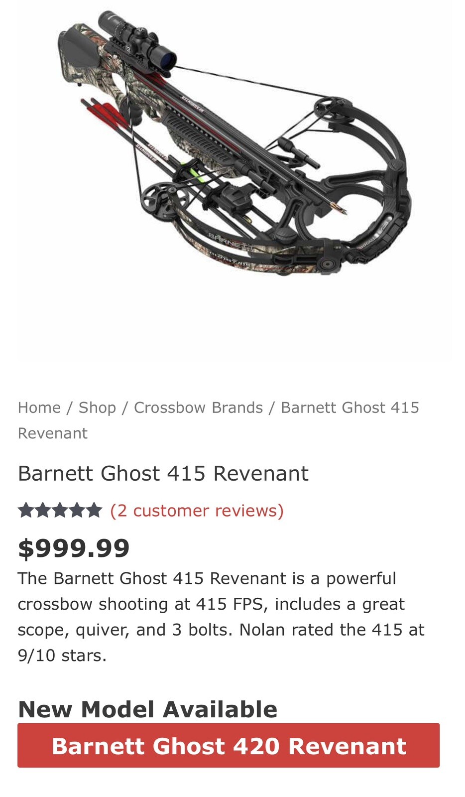 barnett crossbow Ghost 415 Revenant