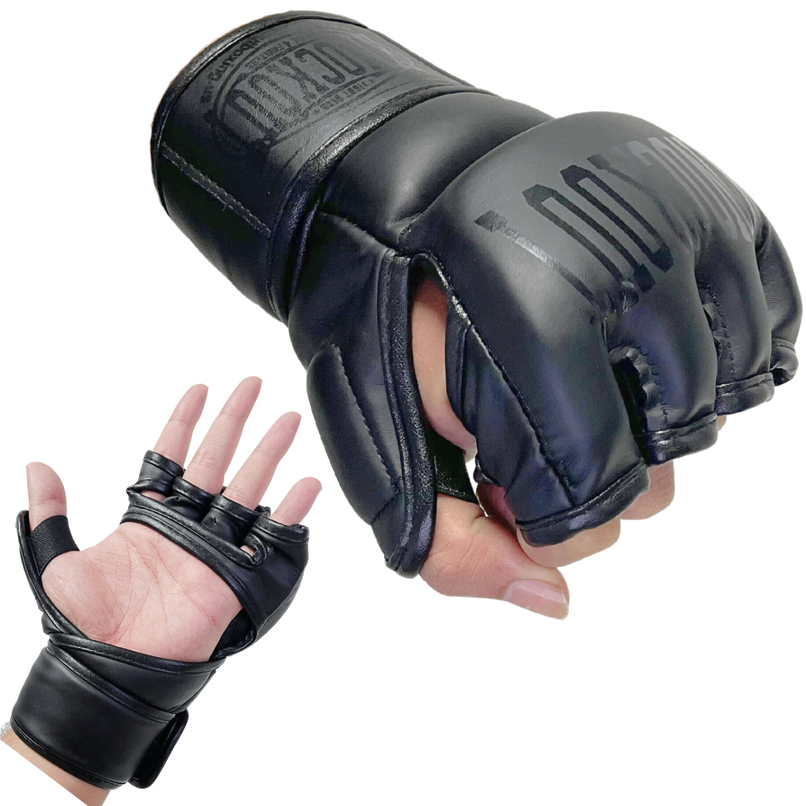MMA Gloves, Hybrid Open Palm Shooter Fighting MMA Gloves Men Women, Double Wrap