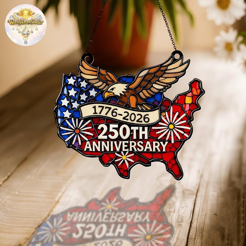 Patriotic Eagle Suncatcher Acrylic USA Window Decor