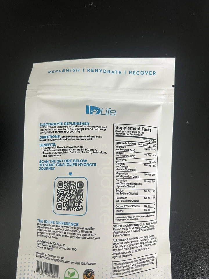 IDLife Hydrate Fruit Punch Electrolyte Hydration 15 Sticks - New! ID Life