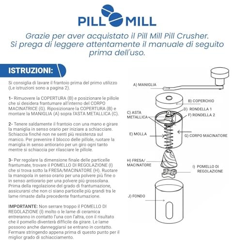 Pill Mill Pill Crusher - Crushes Multiple Tablets To A Fine Powder - M