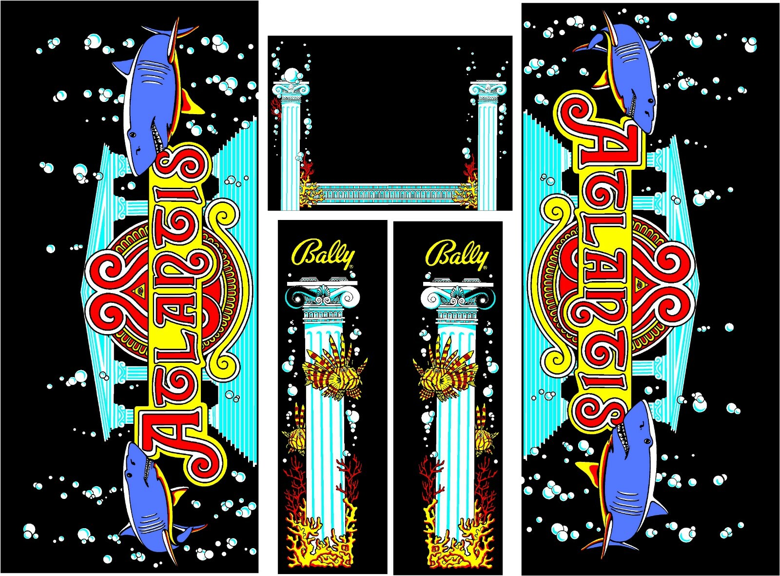 Atlantis Pinball Machine CABINET Decal Set