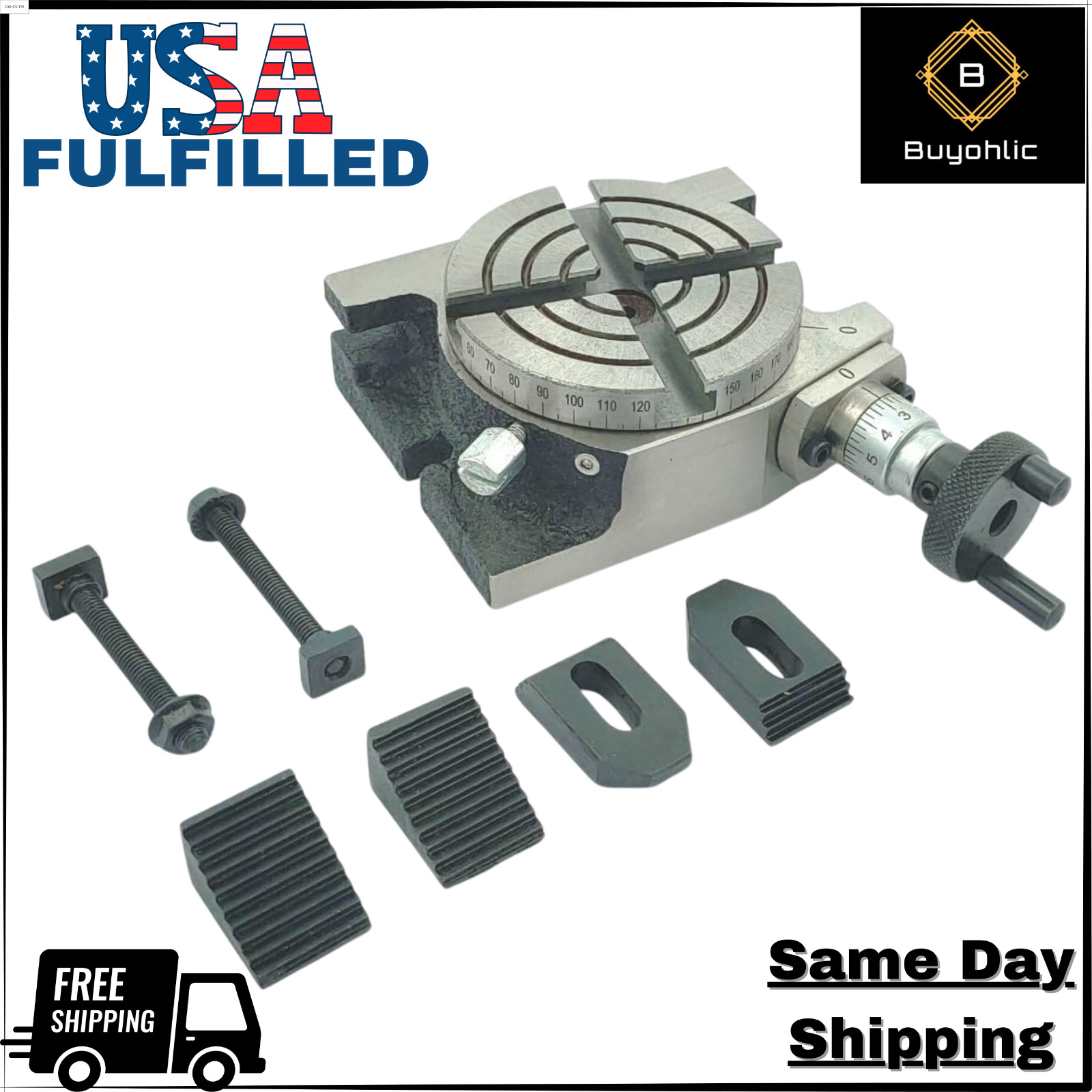 Small HV 3" II 80mm Rotary Milling Indexing Table with Clamp Kit- USA FULFILLED
